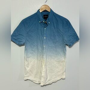 American Eagle Outfitters Men White Blue Seriously Soft Shirt Sz M Collar Button